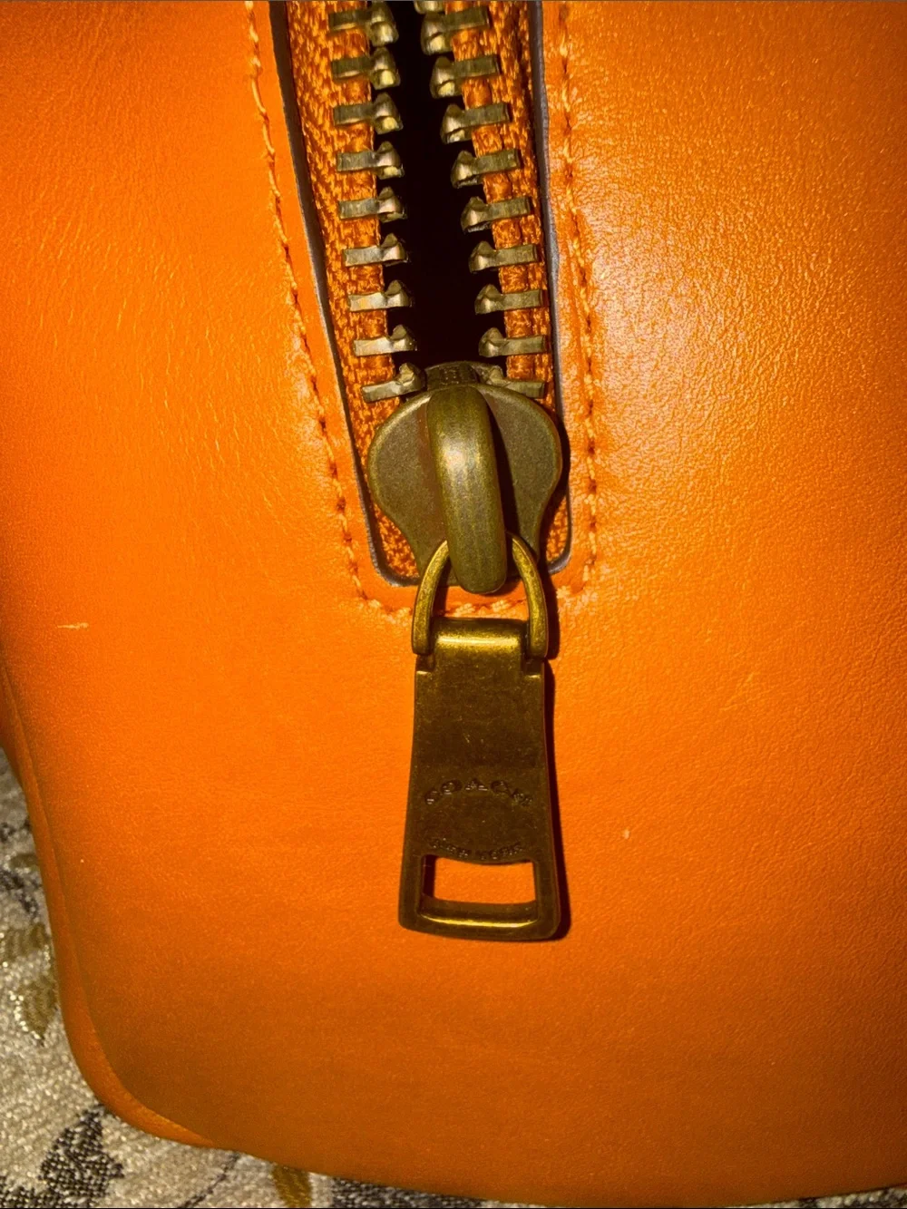Coach Toffee leather Double-Pocket Satchel
